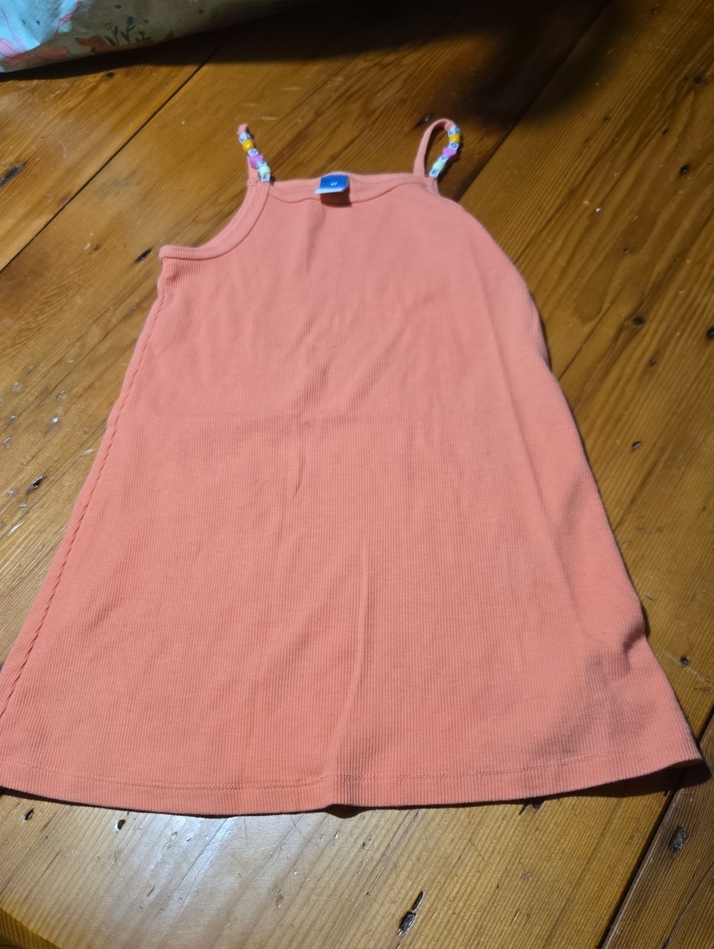 Old Navy Coral Ribbed Tank Dress with Beaded Straps Sz 4t
